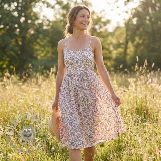 Tessuto di cotone Simie flowers offwhite digital print