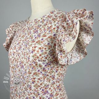 Tessuto di cotone Simie flowers offwhite digital print