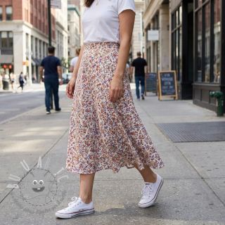 Tessuto di cotone Simie flowers offwhite digital print