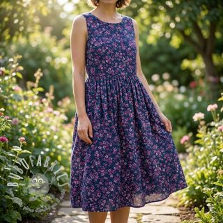 Tessuto di cotone Simie flowers navy digital print