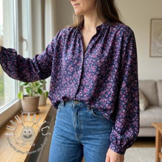 Tessuto di cotone Simie flowers navy digital print