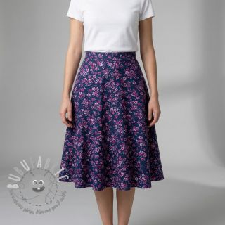 Tessuto di cotone Simie flowers navy digital print