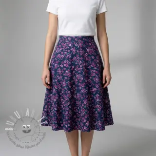 Tessuto di cotone Simie flowers navy digital print