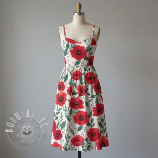 Tessuto di cotone Poppy offwhite digital print
