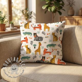 Tessuto di cotone Safari time offwhite digital print