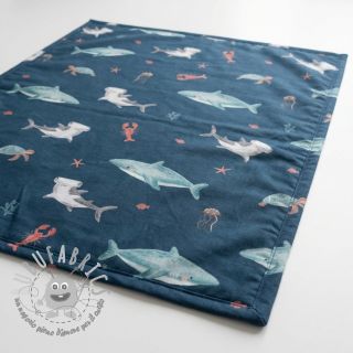 Tessuto di cotone Sea life petrol digital print