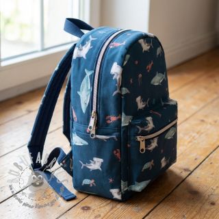 Tessuto di cotone Sea life petrol digital print