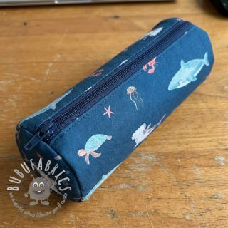 Tessuto di cotone Sea life petrol digital print