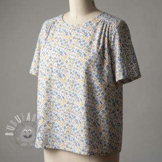 Tessuto di cotone Fine flowers blue