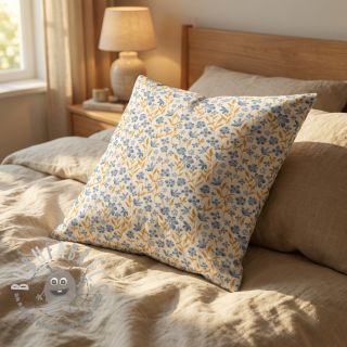 Tessuto di cotone Fine flowers blue