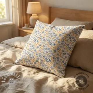 Tessuto di cotone Fine flowers blue