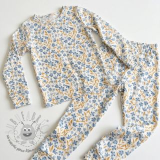 Tessuto di cotone Fine flowers blue