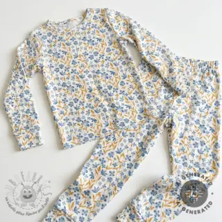 Tessuto di cotone Fine flowers blue