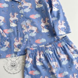 Tessuto di cotone Unicorns love blue