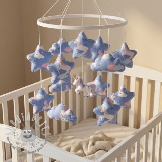 Tessuto di cotone Unicorns love blue