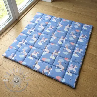 Tessuto di cotone Unicorns love blue