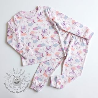 Tessuto di cotone Unicorns love white