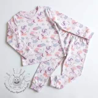 Tessuto di cotone Unicorns love white