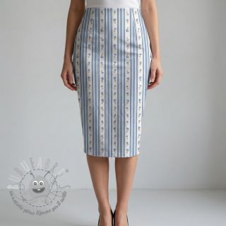 Tessuto di cotone Fine flowers STRIPE blue