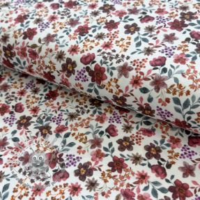 Jersey Flowers burgundy digital print ORGANIC