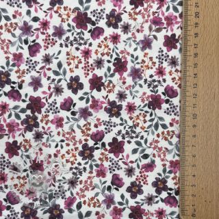 Jersey Flowers fuchsia digital print ORGANIC