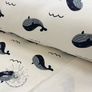 Felpa garzata JOGGING Whales ecru