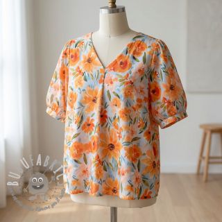 Tessuto di cotone VOILE Sarah flowers digital print