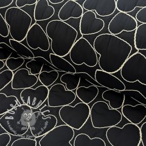 Tessuto trapuntato EMBROIDERY Hearts black