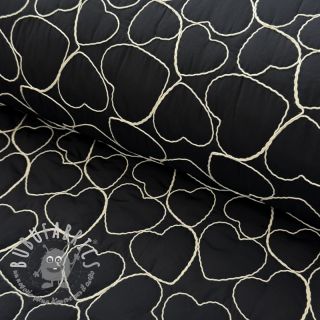 Tessuto trapuntato EMBROIDERY Hearts black