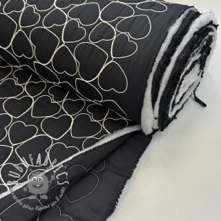 Tessuto trapuntato EMBROIDERY Hearts black