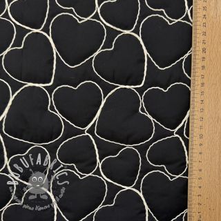 Tessuto trapuntato EMBROIDERY Hearts black
