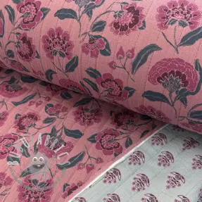 Mussola/Doppia garza STEPPED Flowers mauve