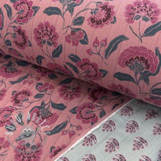 Mussola/Doppia garza STEPPED Flowers mauve