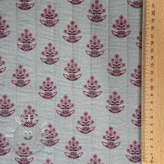 Mussola/Doppia garza STEPPED Flowers mauve