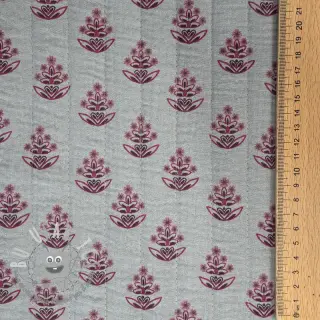 Mussola/Doppia garza STEPPED Flowers mauve