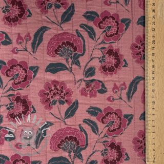 Mussola/Doppia garza STEPPED Flowers mauve