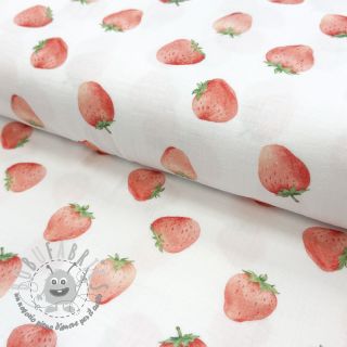 Mussola/Doppia garza Strawberries digital print