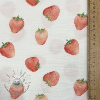 Mussola/Doppia garza Strawberries digital print