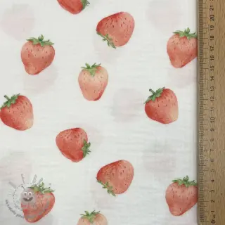 Mussola/Doppia garza Strawberries digital print