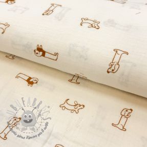 Mussola/Doppia garza EMBROIDERY Dogs ecru