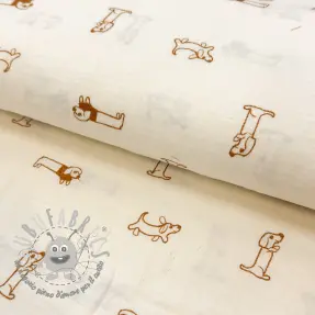 Mussola/Doppia garza EMBROIDERY Dogs ecru