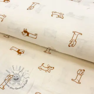 Mussola/Doppia garza EMBROIDERY Dogs ecru