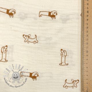 Mussola/Doppia garza EMBROIDERY Dogs ecru