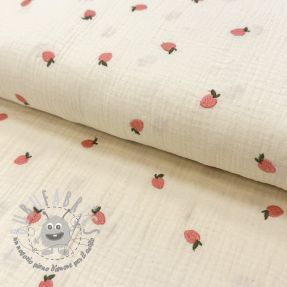 Mussola/Doppia garza EMBROIDERY Fruit natural peach