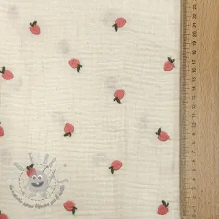 Mussola/Doppia garza EMBROIDERY Fruit peach SIMPLY NATURAL