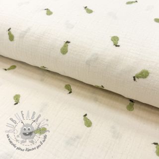 Mussola/Doppia garza EMBROIDERY Fruit green SIMPLY NATURAL