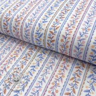 Mussola/Doppia garza Leaves in stripes digital print ORGANIC