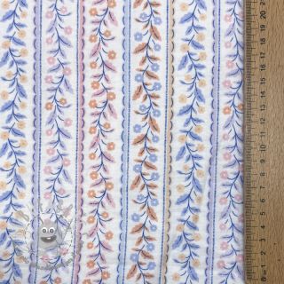 Mussola/Doppia garza Leaves in stripes digital print ORGANIC