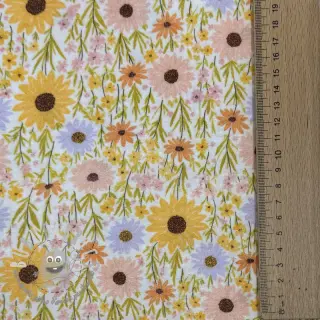 Mussola/Doppia garza Flowers Hot summer digital print