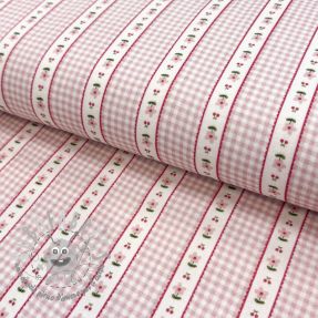 Mussola/Doppia garza Flowers check pink digital print